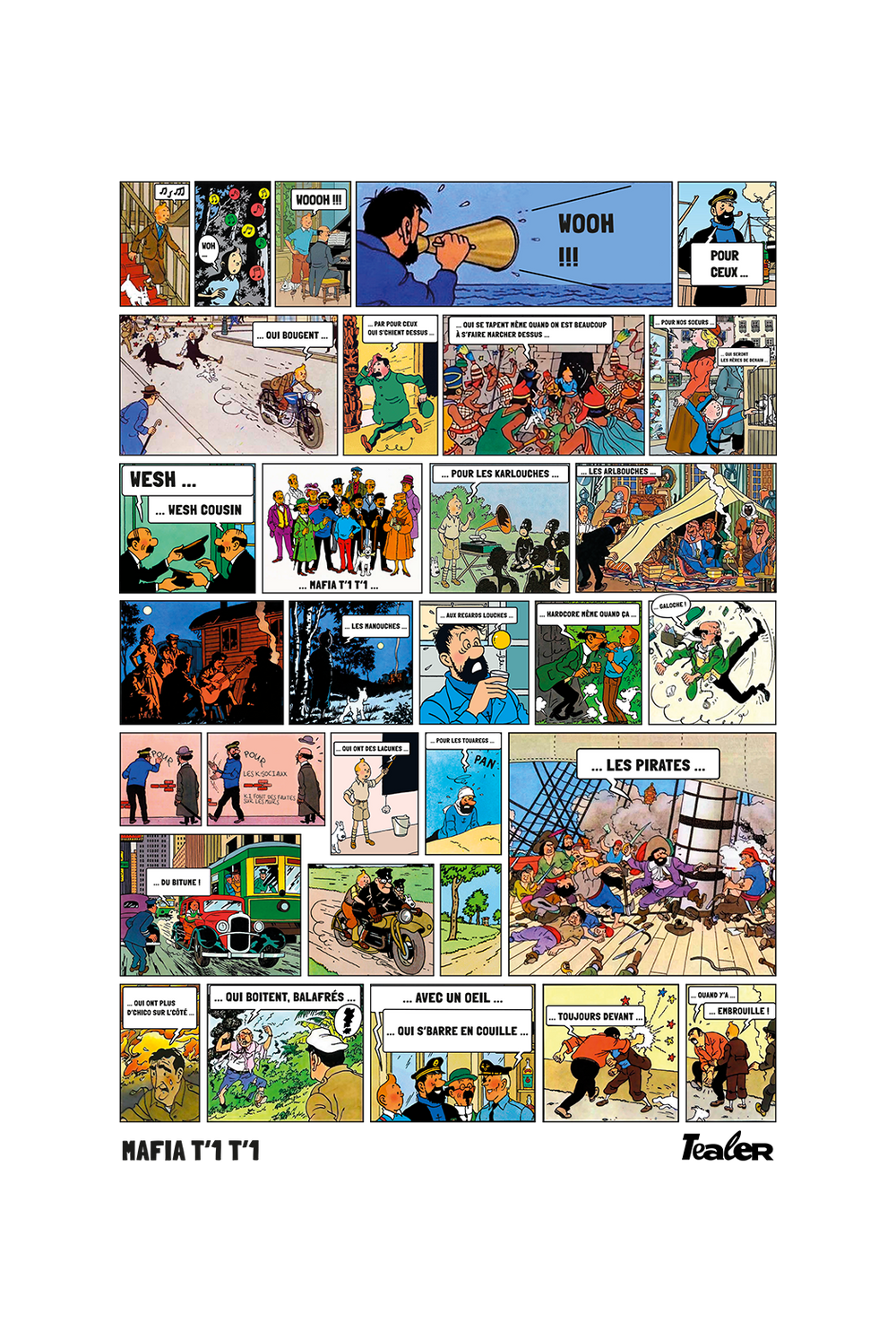 Tealer Tintin mafia bd comics, Tee White