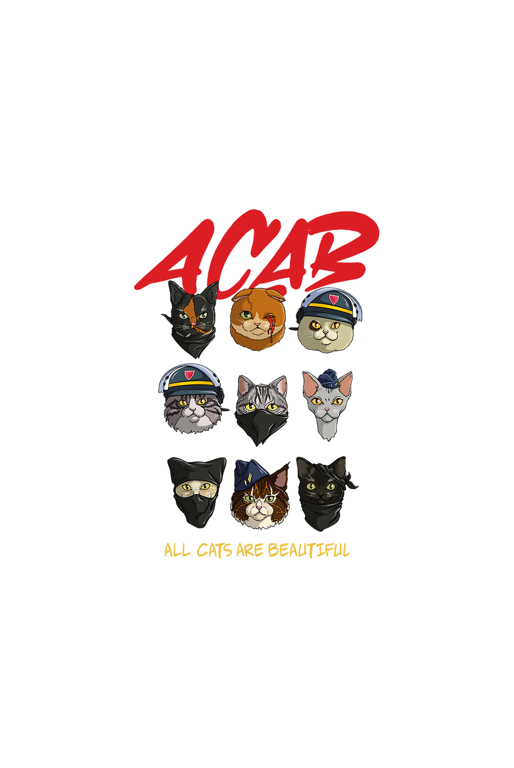 ACAB all cats are beautiful tealer, Hoodie White